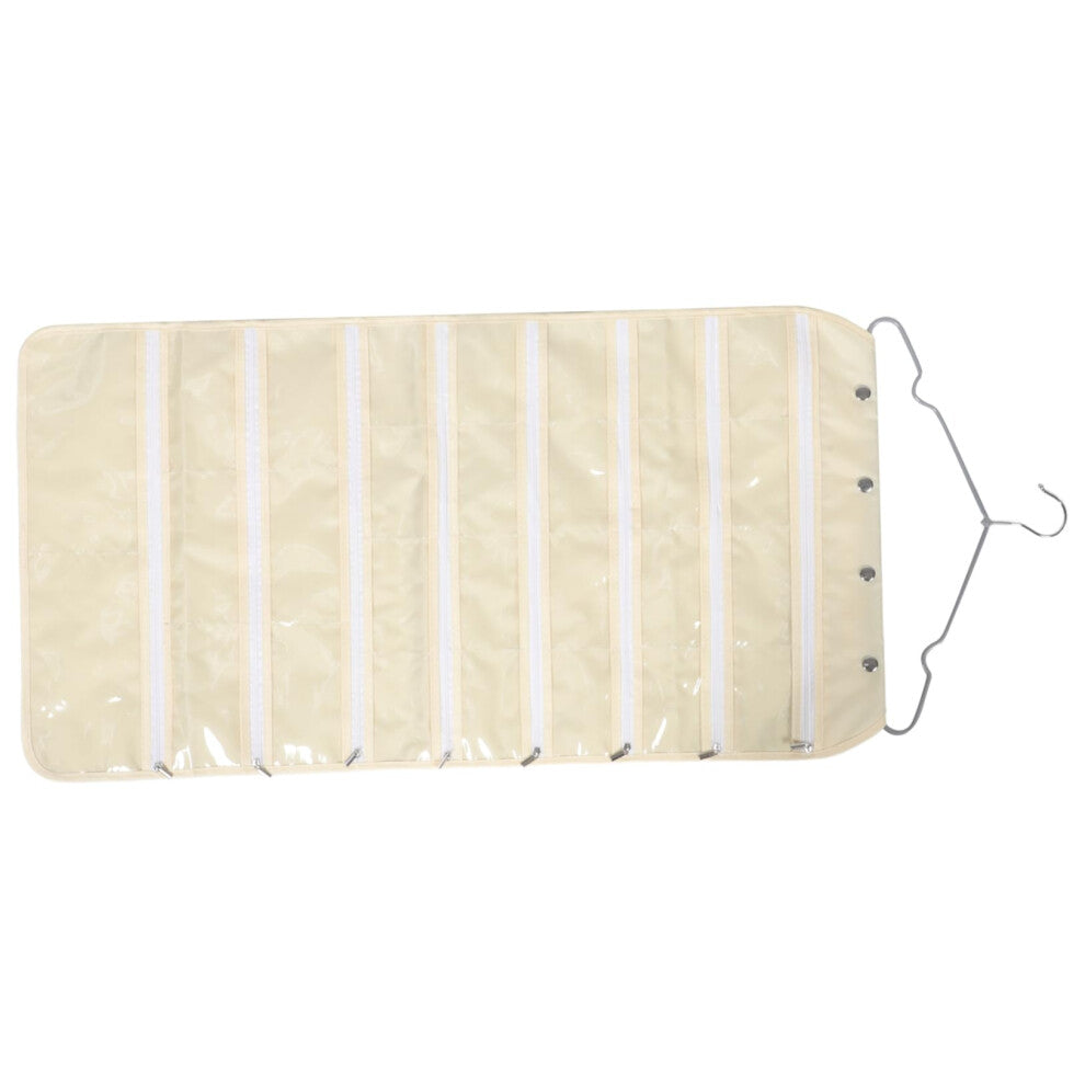 hanging storage bag small organizer for hanging bags jewelry hanger necklace headband holder loops organizer pendant storage bag PVC beige