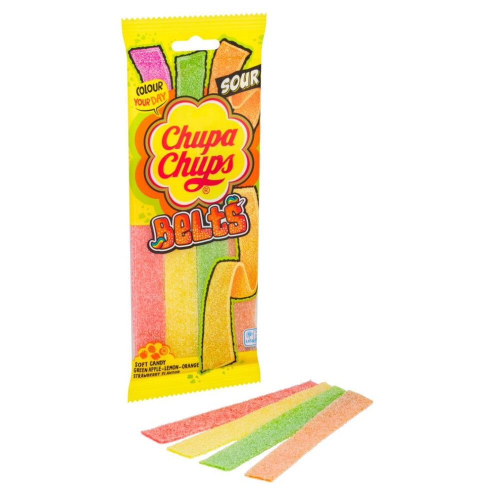 Chupa Chups Apple,Lemon,Orange,Strawberry SoftCandyBelts 90g(Packof18)