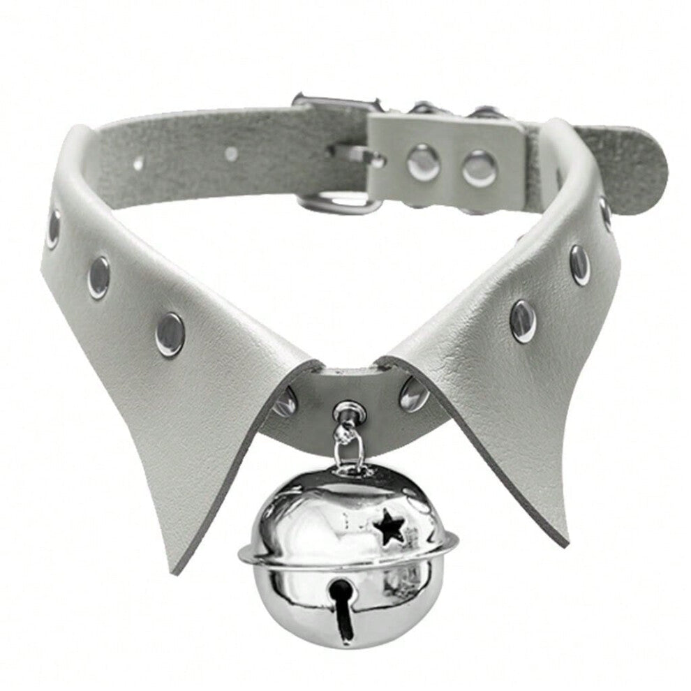 (grey) European and American new cosplay collar high-end punk style collar bell necklace choker versatile necklace