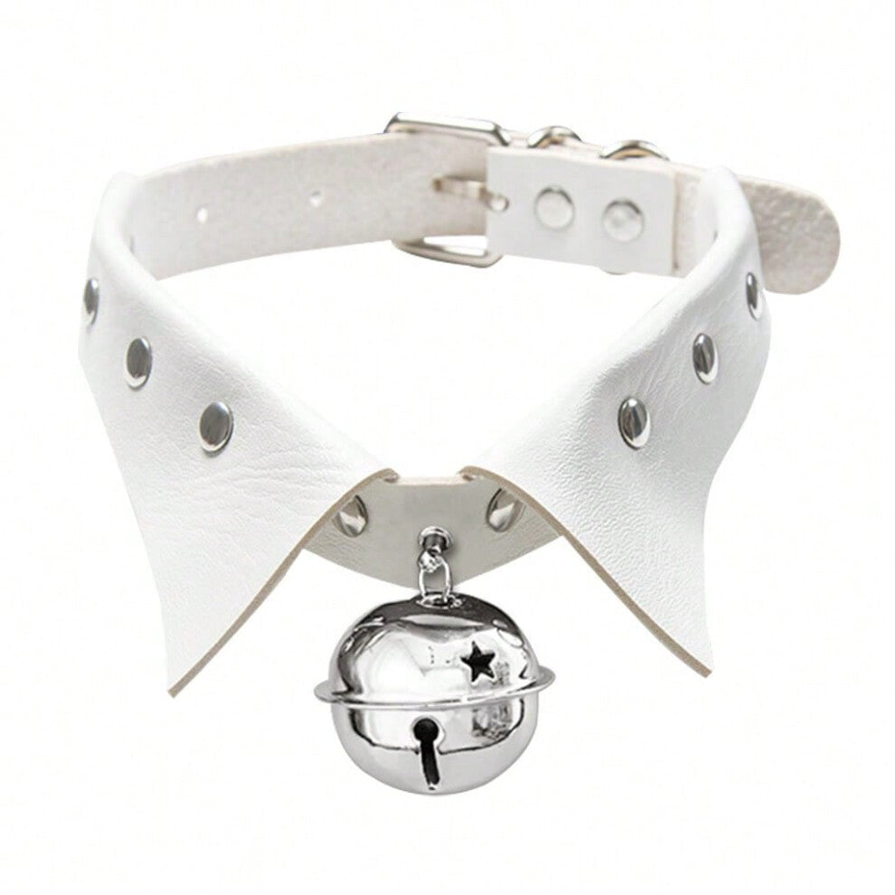 (White) European and American new cosplay collar high-end punk style collar bell necklace choker versatile necklace