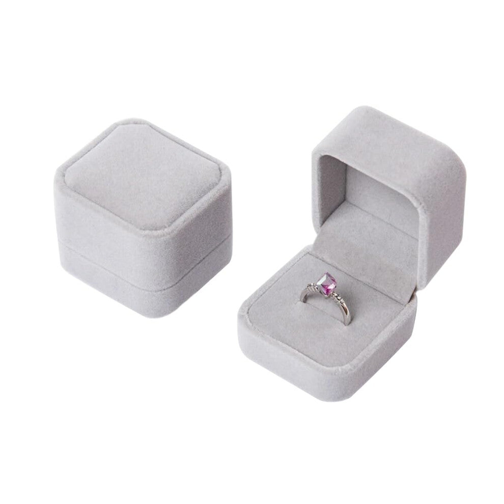 Jewellery Case for Ring, Velvet Ring Box, Gift Packaging, Ring Gift Box, for Engagement, Marriage Proposal, Grey, 50 x 55 x 45 mm