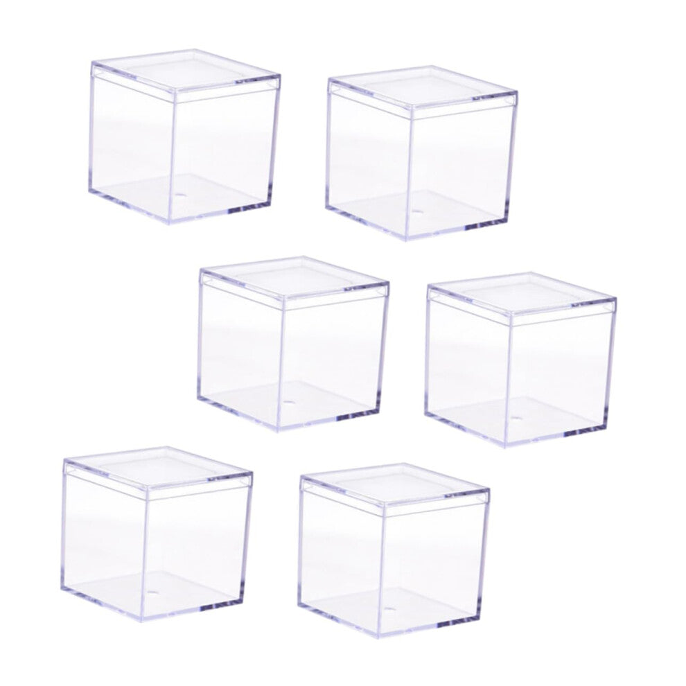 Pack of 9 Transparent Acrylic Boxes with Lids  Square Storage Containers for Sweets  Jewellery and Small Items 3 4 x 3 4 Inches Clear and Modern