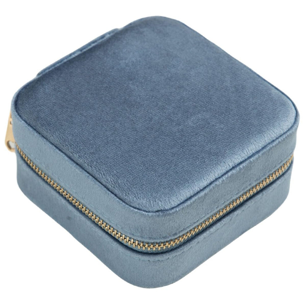 Travel Jewellery Box Organiser Mini  Leather with Zipper Storage Blue