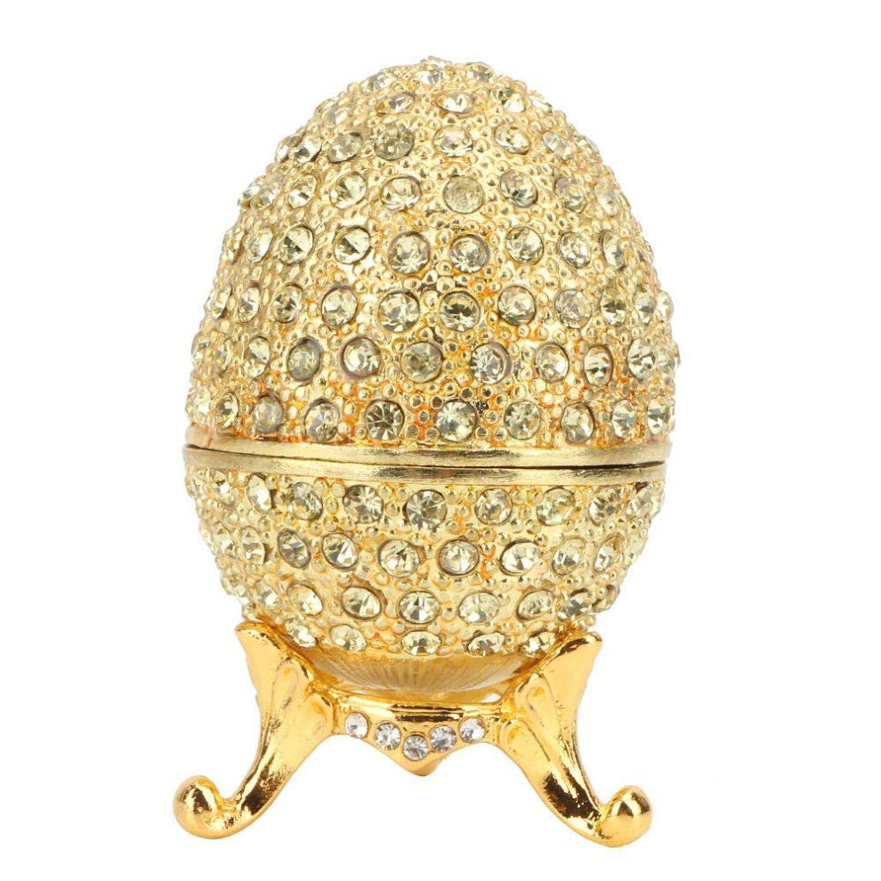 Hand Painted Mini Faberge Egg with Rich Enamel and Sparkling Rhinestones Jewellery Box (Gold)