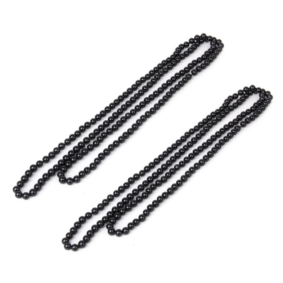 2X Fashion Faux Pearl Long Sweater Chain Necklace--black