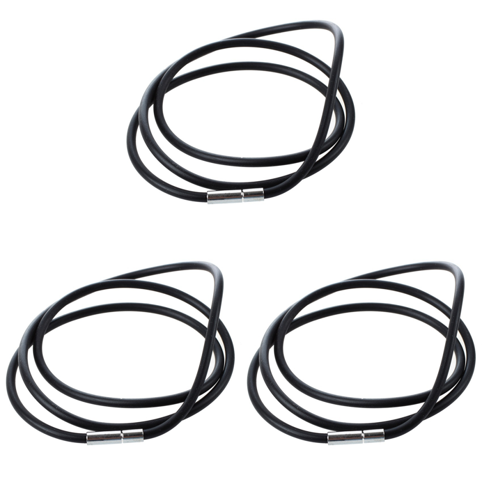 1 Pcs 25.5 Inch 3MM Rubber Neck Cord Necklace with Closure - Black