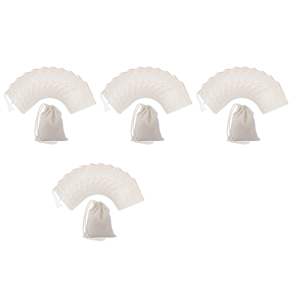 100 Pieces Drawstring Cotton Bags,Tea Brew Bags (4 x 3 Inches)