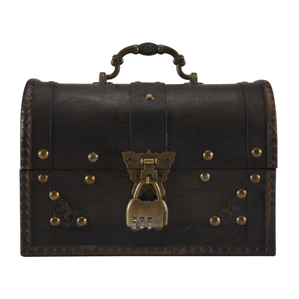 Chic Wooden Pirate Jewellery Storage Box Case Treasure Chest Large