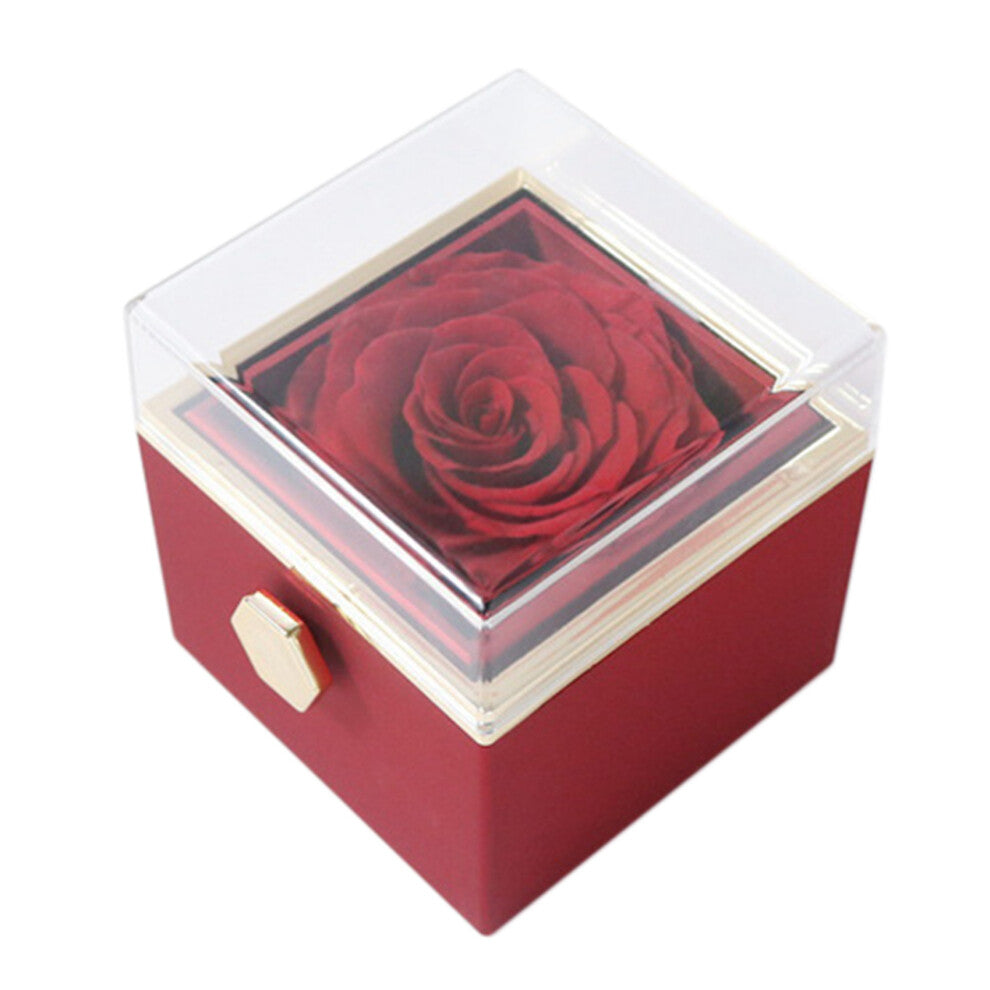 Eternal Rose Floral Rotating Jewelry Necklace Box Valentine's Day Gift