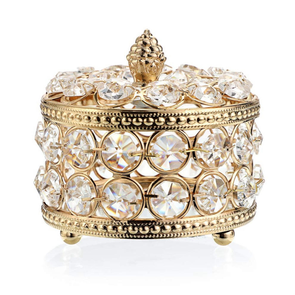 Crystal Mirrored Box Jewelry Trinket Organizer Home Decor Ring Earring