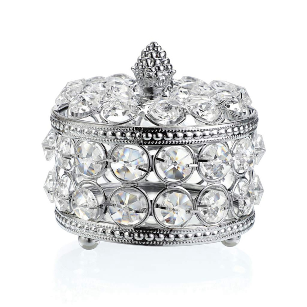Crystal Mirrored Box Jewelry Trinket Organizer Home Decor Ring Earring