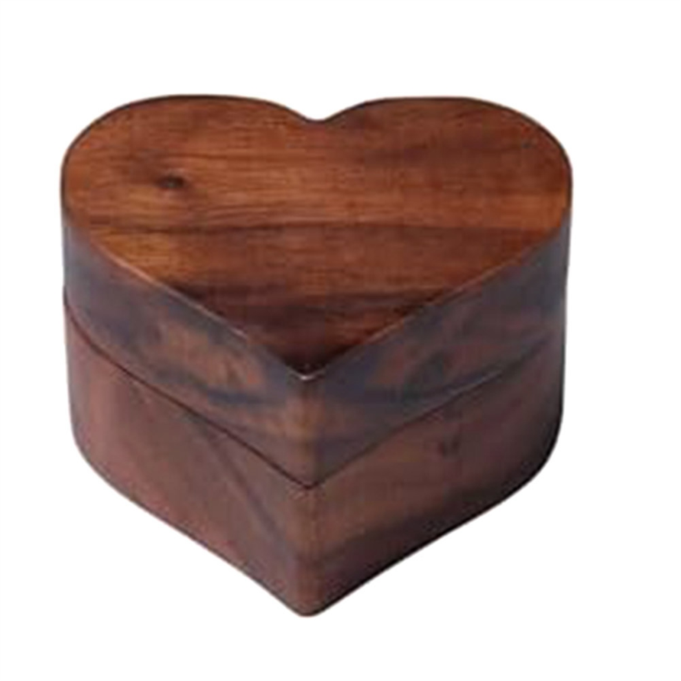Wooden Ring Box, Heart Shaped Engagement Holder with Single Slot, Eleg