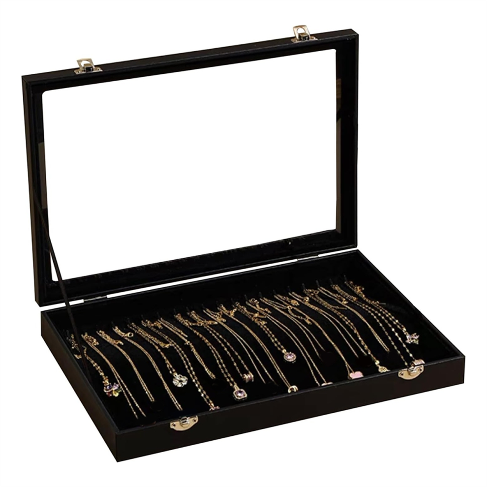 20 Hooks Necklace Organizer Box Display Case Jewelry Tray Storage Hold