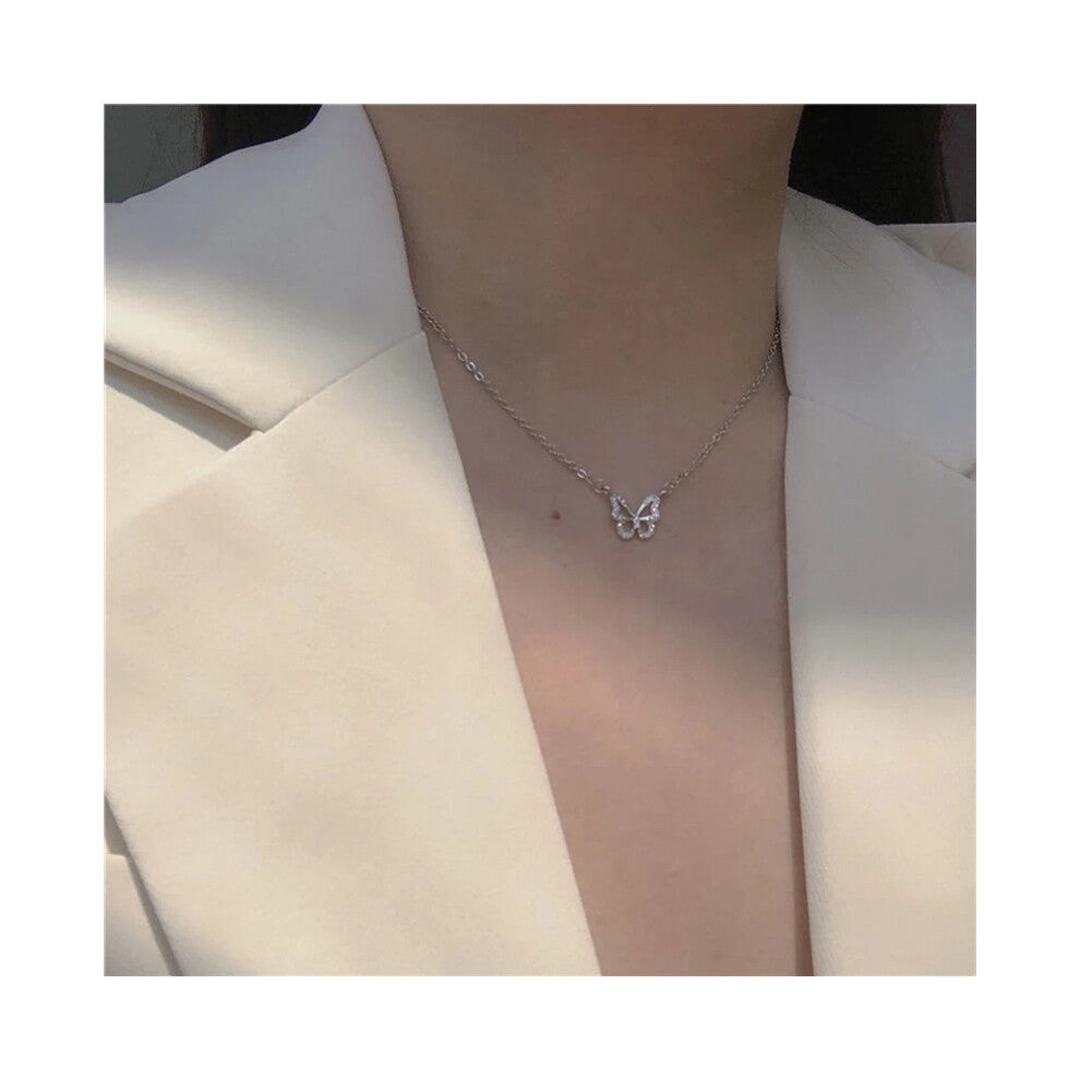 (N04 Silver) 2023 Simple Double Layer Star Moon Charm  Multilayered Necklace Delicate Clavicle Chain Zircon For Women Fashion Jewelry A0459