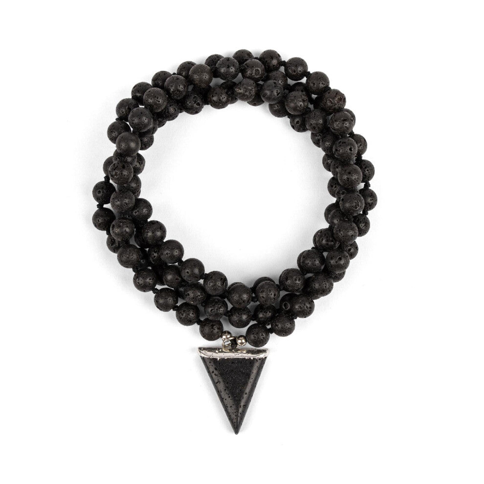 Myga Mala Necklace with Pendant  - Black Lava