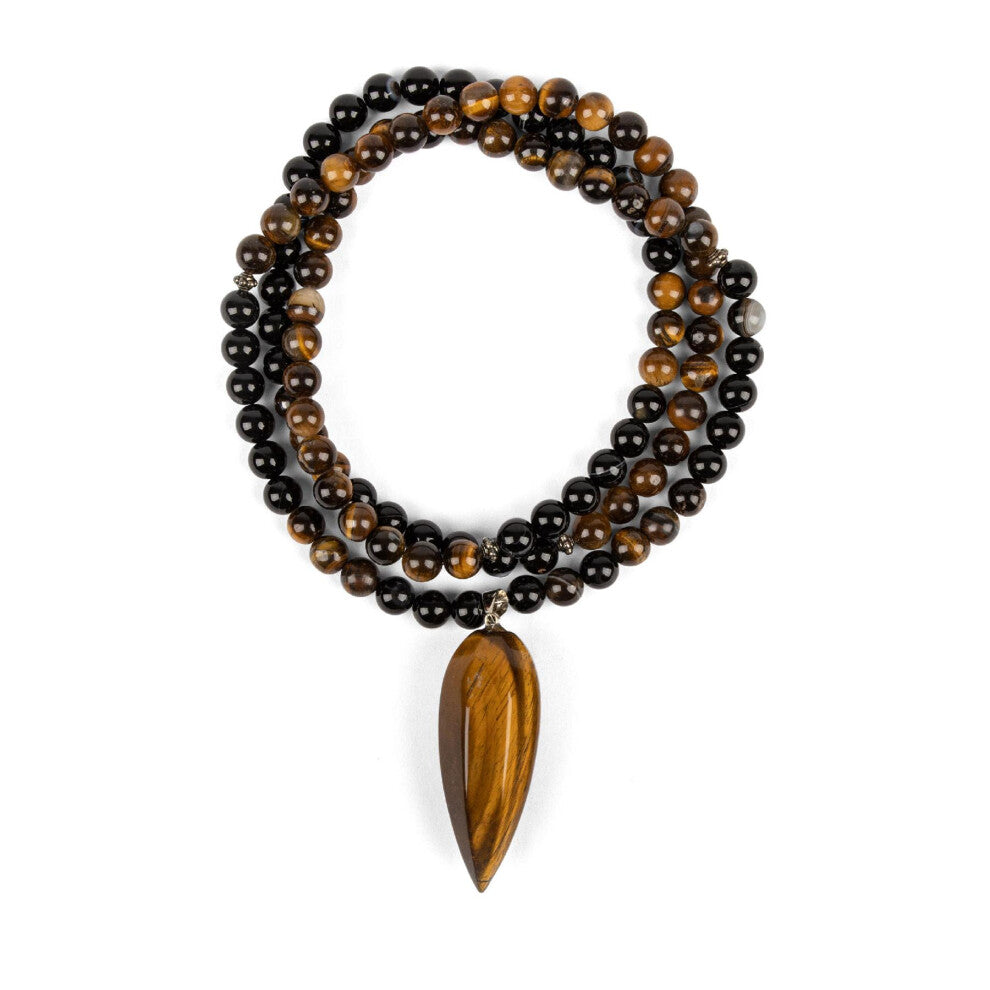 Myga Mala Necklace with Pendant  - Tiger Eye