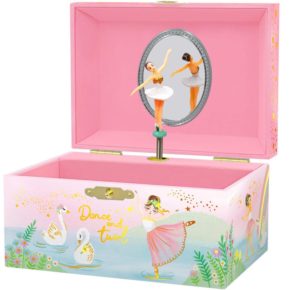 Musical Ballerina Jewellery Box for Girls - Kids Music Box with Spinning Ballerina, Ballet Birthday Gifts for Little Girls, Jewellery Boxes, 15.2 x