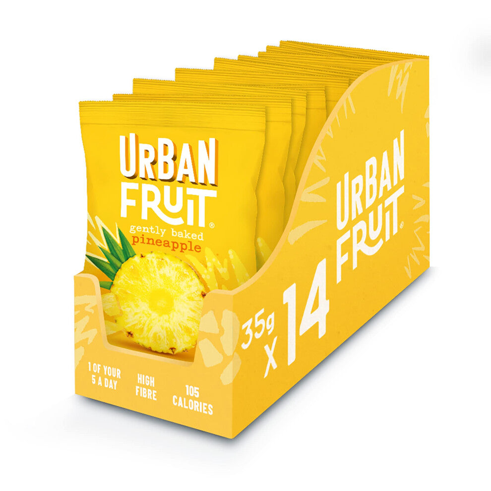 Urban Fruit Dried Pineapple Packs - Gently Baked Fruit - Healthy - Vegan - 14 x 35 g