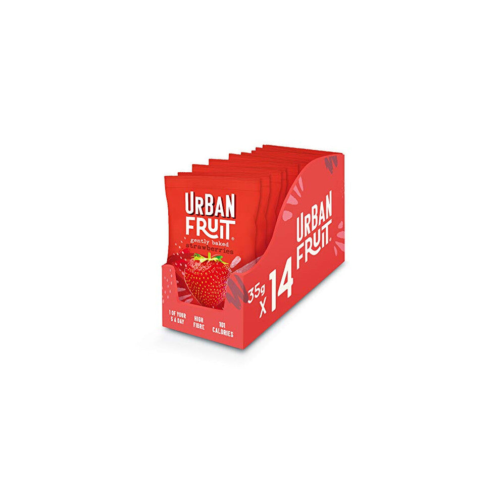 Urban Fruit Dried Strawberry Packs - Gently Baked Fruit - Healthy - Vegan - 14 x 35 g