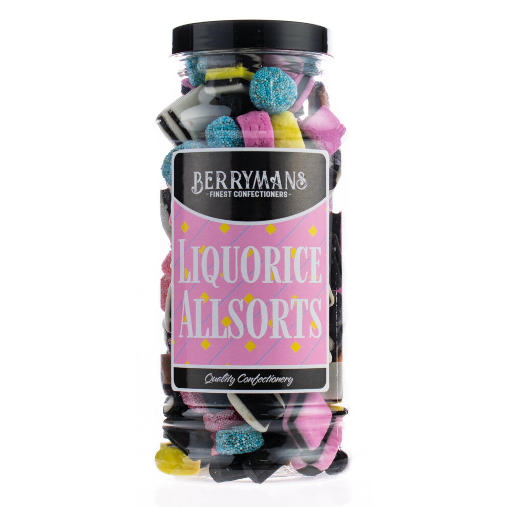 Original Liquorice Allsorts Retro Sweets Gift Jar By Berrymans Sweet Shop - Classic Sweets, Traditional Taste.