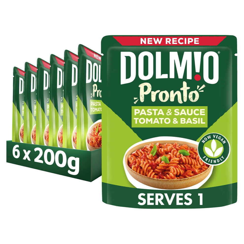 Dolmio Pasta Pronto Tomato & Basil Microwave Fusili with Sauce, Bulk Multipack 6 x 200g Pouches