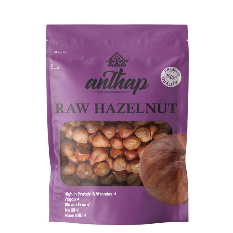 Anthap Premium Quality Natural Raw Hazelnut, Whole Hazelnut, Non GMO, Unroasted, Unsalted, No Additives, No Preservatives, Good Source of Fibre and