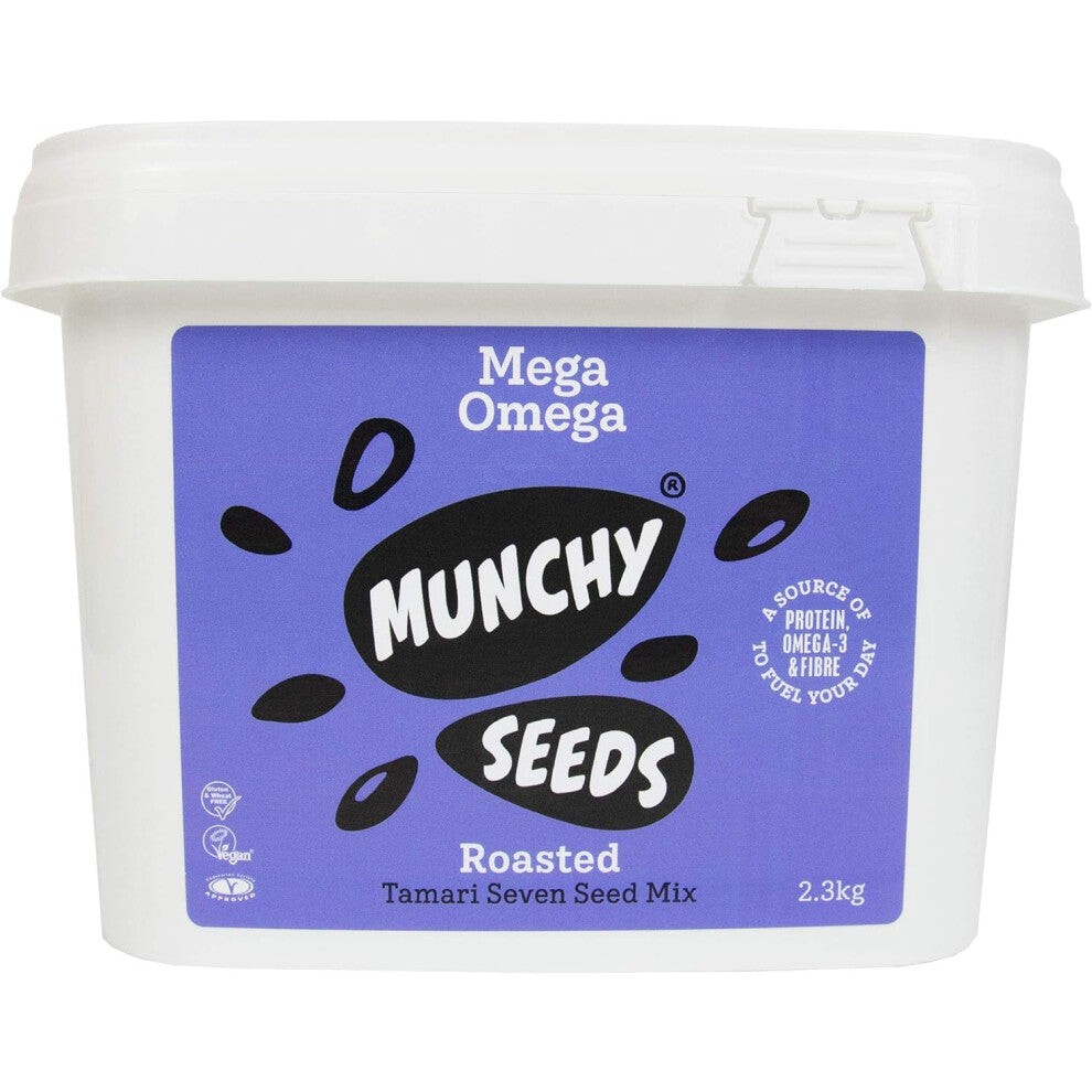MUNCHY SEEDS Mega Omega, 7-Seed Mix with Sunflower, Pumpkin, and Hemp, Protein Snack, Plant-Based Fibre & Vitamin E, Gluten & Wheat Free, Vegan Snacks