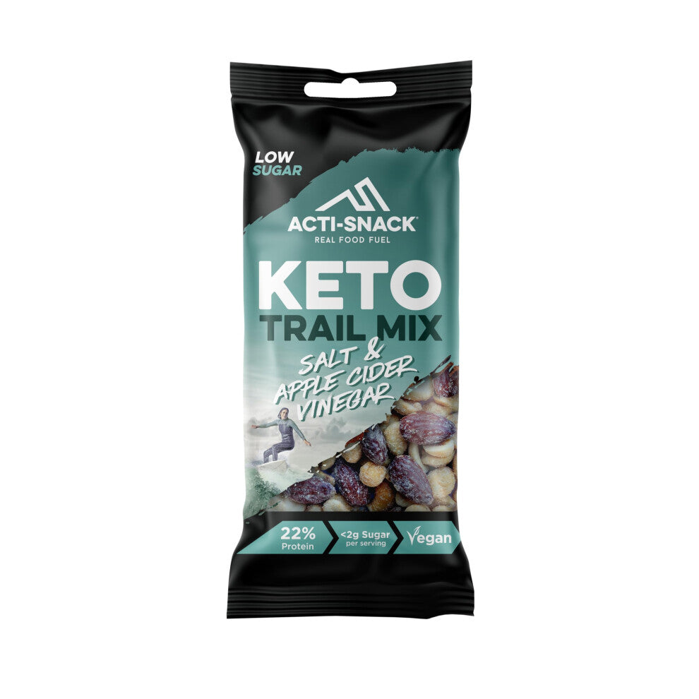 ACTI-SNACK Keto Crunch Salt & Apple Cider Vinegar 12 x 40g | Sports Nutrition Snacks, Protein on the Go - Salt and Vinegar Almonds, Cashews and