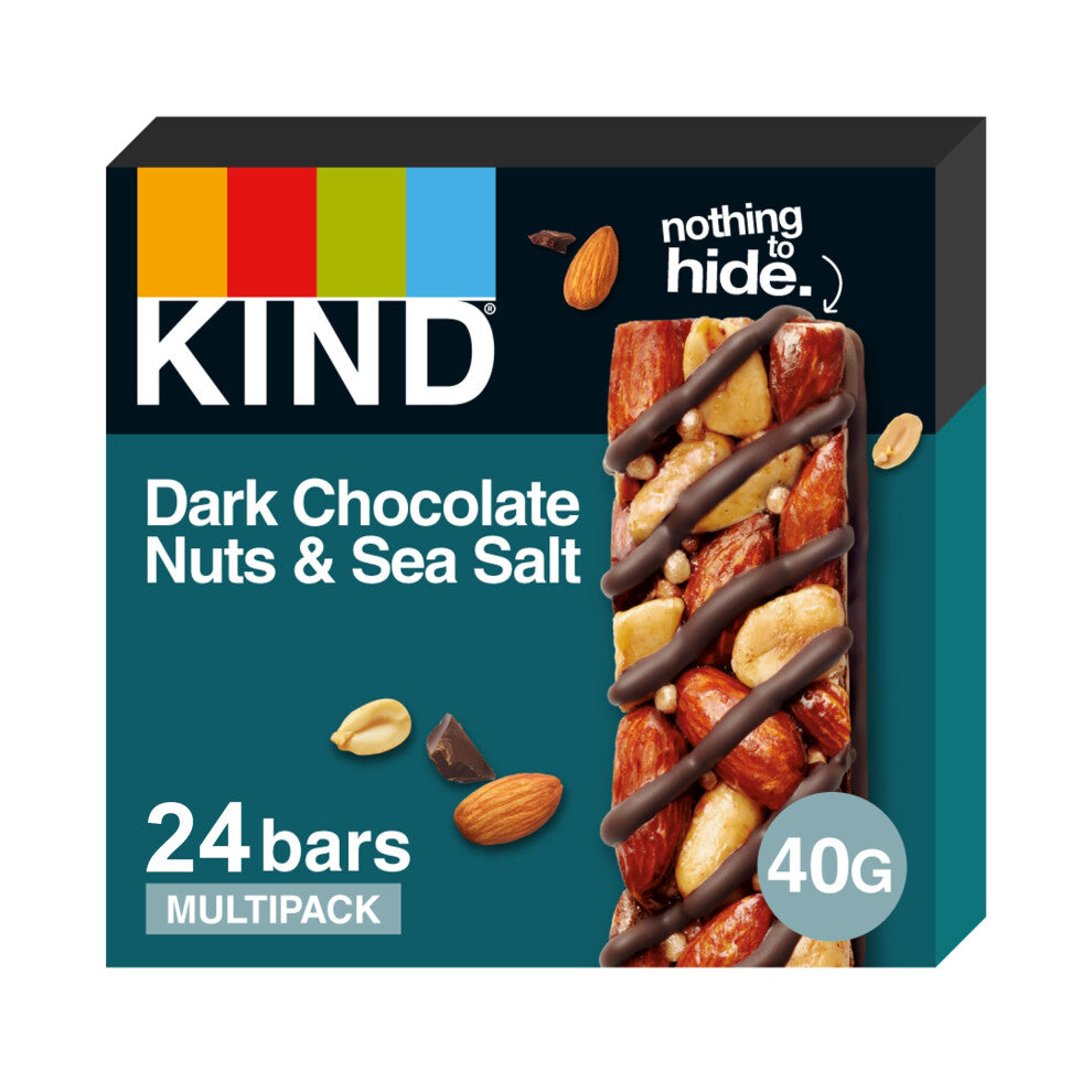 KIND Bars, Gluten Free Snack Bars, Dark Chocolate Nuts & Sea Salt, High Fibre, Healthy Snack, No Artificial Colours, Flavours or Preservatives,