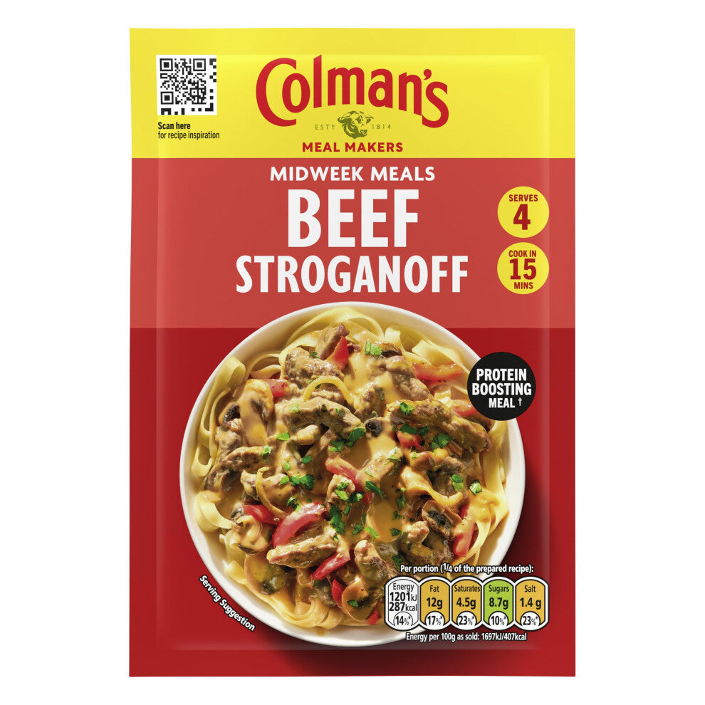 Colman's Midweek Meals Beef Stroganoff Meal Maker quick to prepare sauce mix for a protein-boosting meal? 16x 39 g