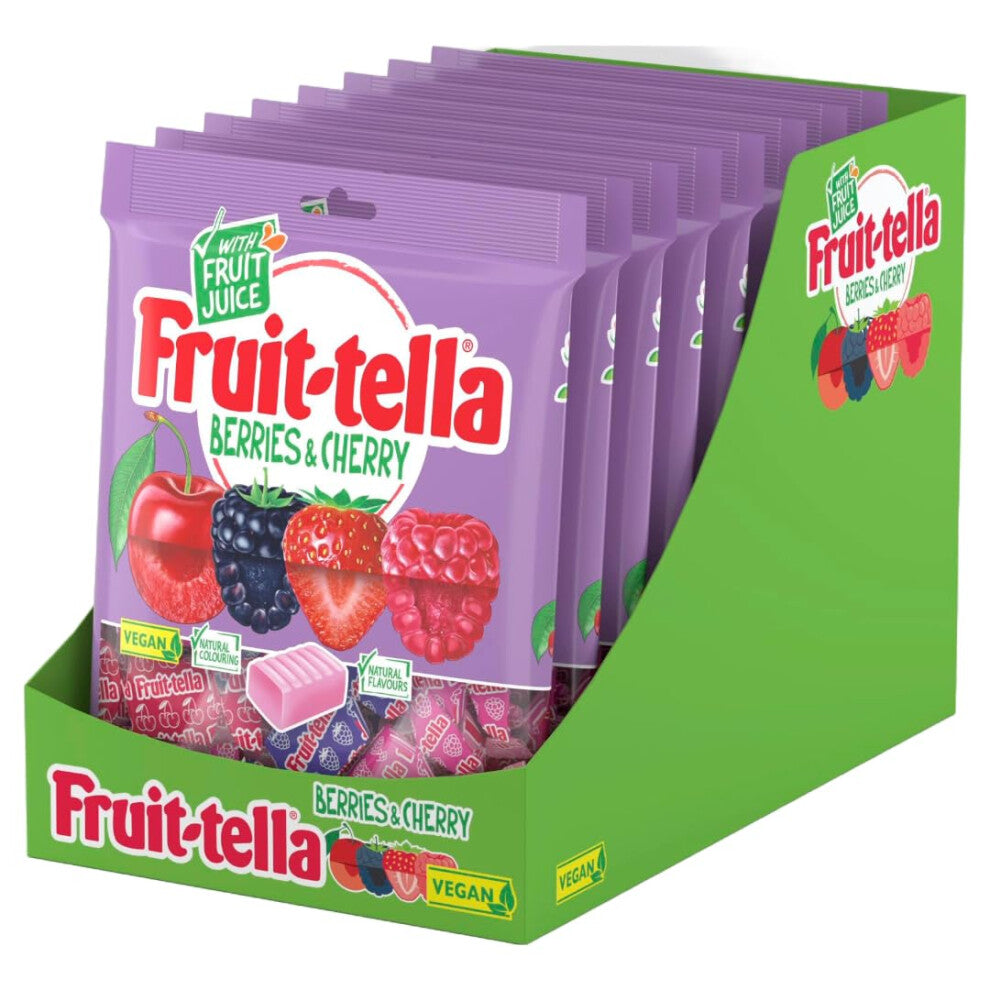 Fruittella Berries & Cherry - Soft Chew Sweets Made with Natural Flavours, Vegan Friendly - 8 x 170 g Bags