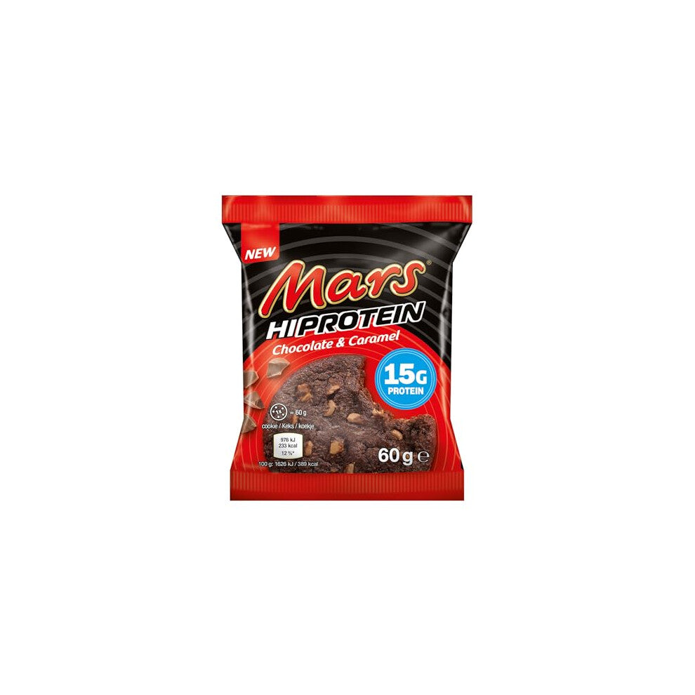 Mars - Baked High Protein Chocolate Caramel Cookie | 12 x 60g Pack, High Protein Energy Snack, 15g Protein, Vegetarian