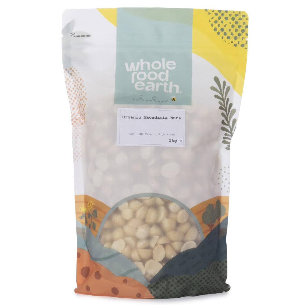 Wholefood Earth Organic Macadamia Nuts 1 kg Raw | GMO Free | Vegan | High Fibre | Certified Organic