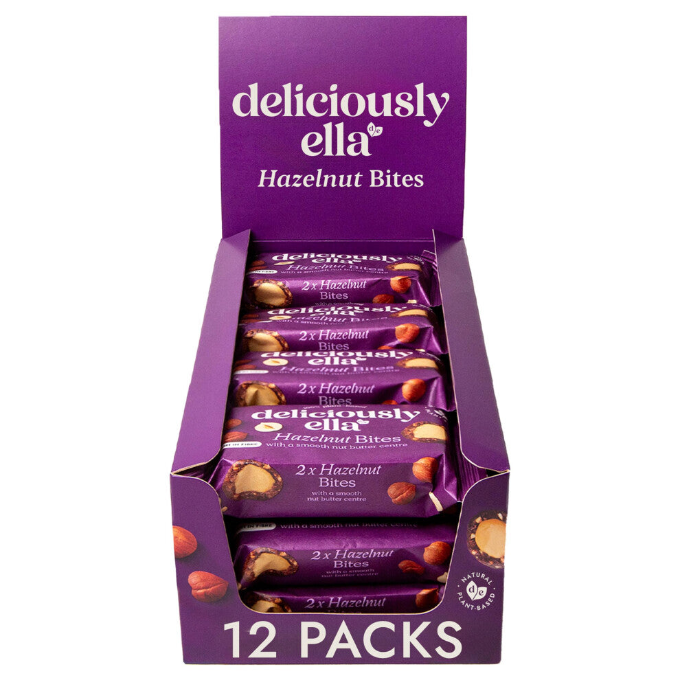 Deliciously Ella - Hazelnut Nut Butter Balls, Gluten-Free, Vegan Friendly, Healthy Snack, 36g (12 packs)
