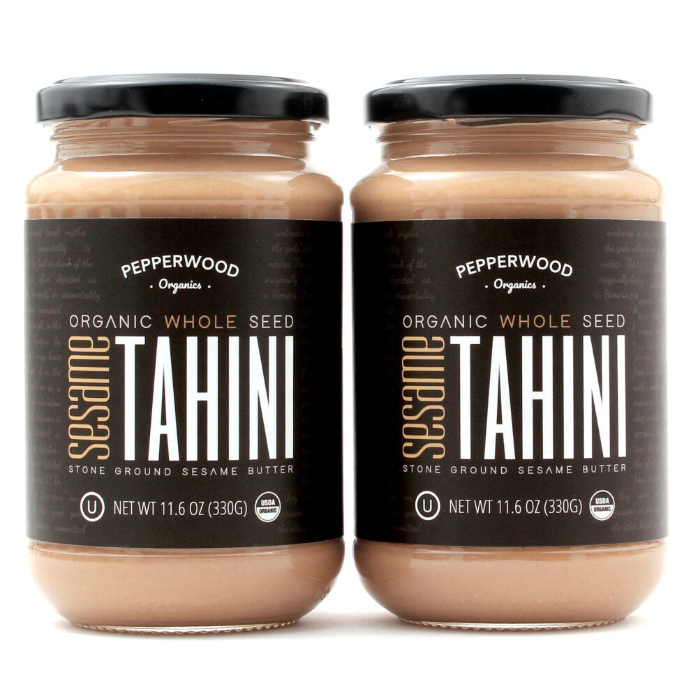 Organic Whole Sesame Tahini Paste - Unhulled & Stone-Ground - Silky Smooth Texture in Hummus, Dips, Dressings - Unsalted, Nut-Free, Kosher, Paleo,
