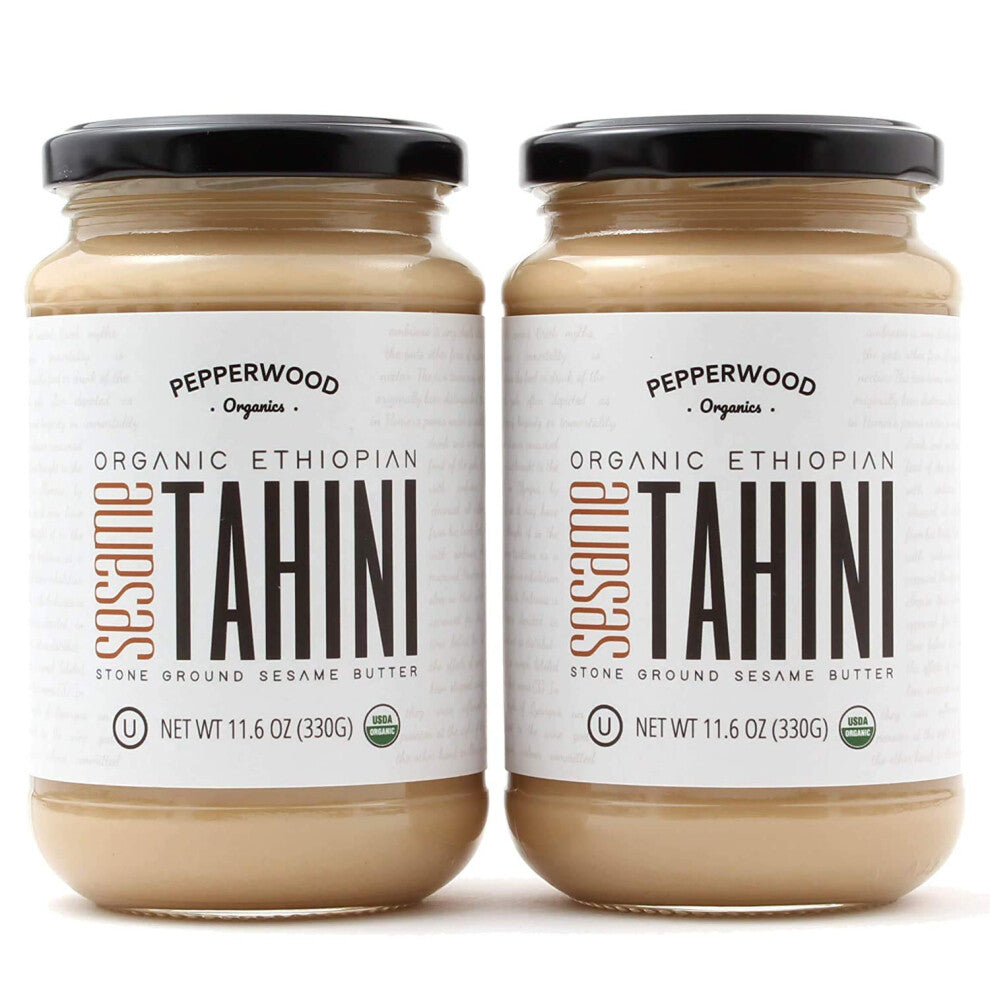 Organic Hulled Sesame Tahini Paste - Stone-Ground - Silky Smooth Texture in Hummus, Dips, Dressings - Unsalted, Nut-Free, Kosher, Paleo, Keto 330g