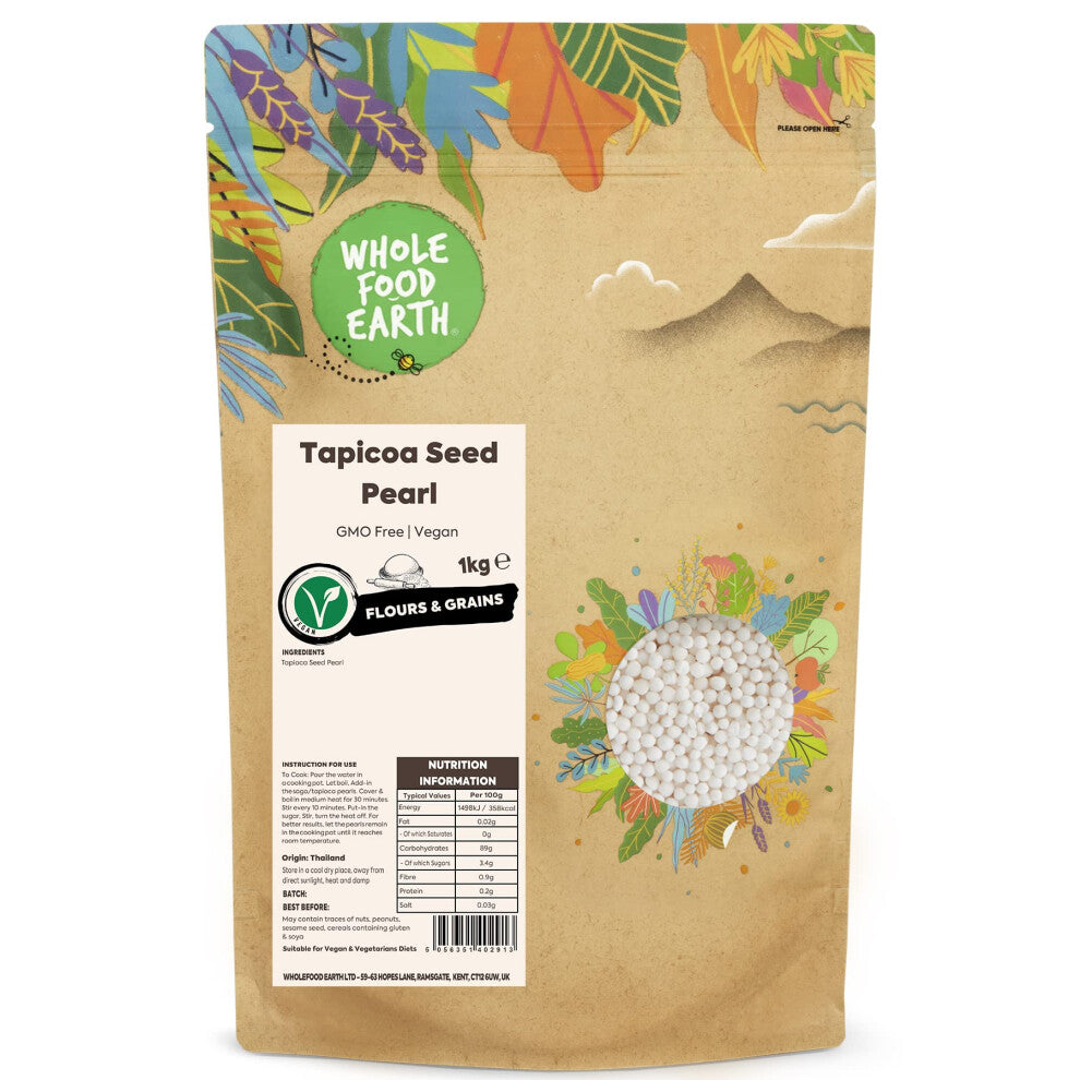 Wholefood Earth Tapicoa Seed Pearl 1 kg | GMO Free |