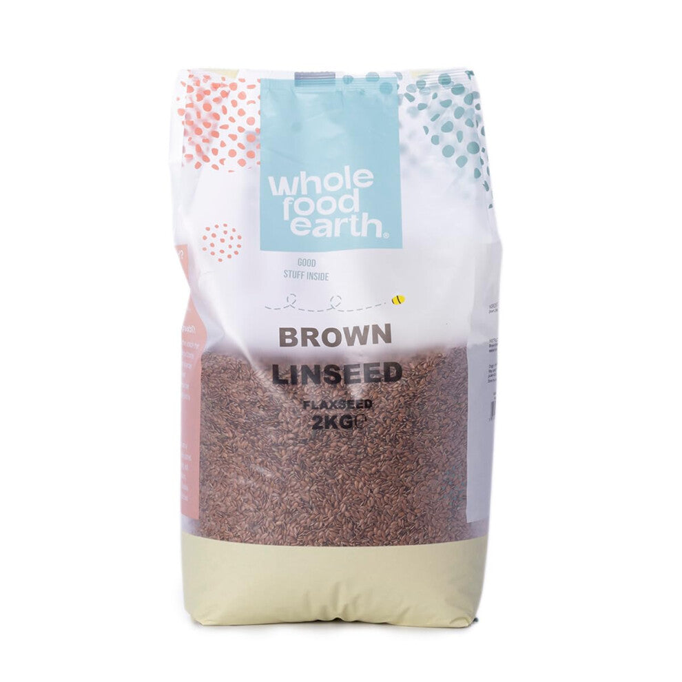Wholefood Earth Brown Linseed-Flaxseed 2 kg | GMO Free | Natural | High Fibre | Source of Protein