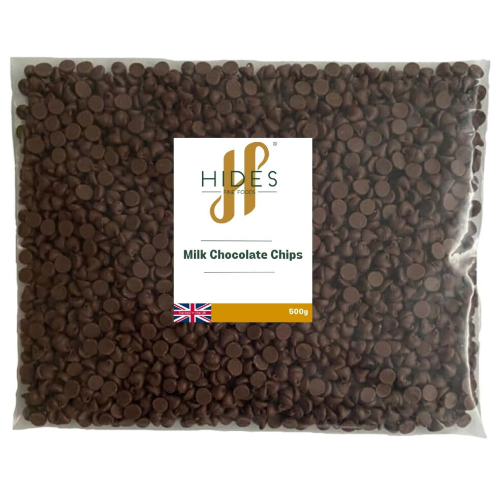 Hides Fine Foods - Milk Chocolate Chips -500g - GMO - Free - Suitable for Vegetarians - Baking - Desserts - Cookies - Ganache - Muffins - Cakesicles -