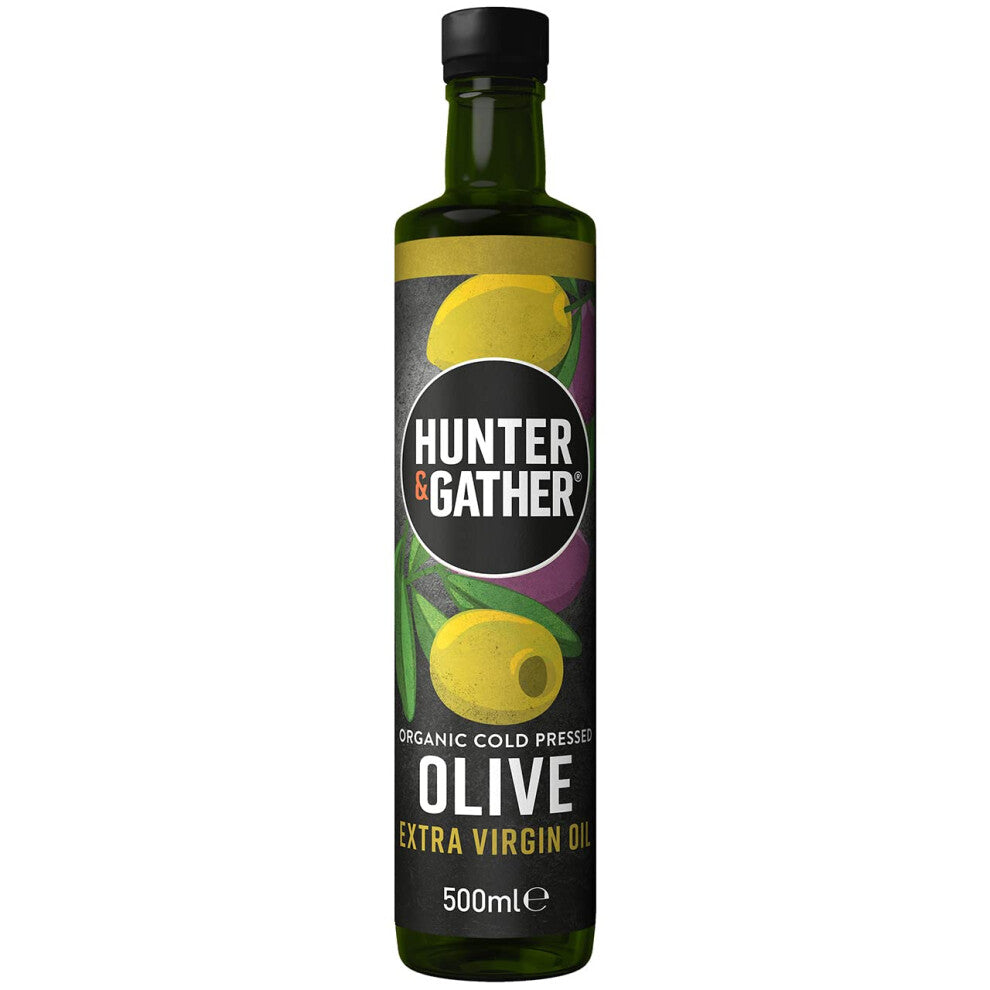 Hunter & Gather Extra Virgin Olive Oil - 500ml | Organic and Cold Pressed | Perfect for Drizzling, Dipping and Dressing | Keto, Low Carb & Paleo