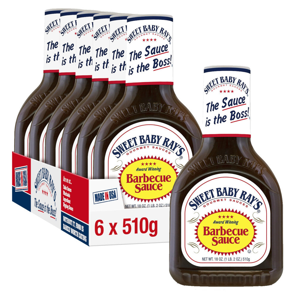 Sweet Baby Rays Original BBQ Sauce, Pack of 6 x18oz bottles, Sweet and Tangy Barbeque sauce, Perfect for Burgers, Ribs and Chicken ? 510g Bottle