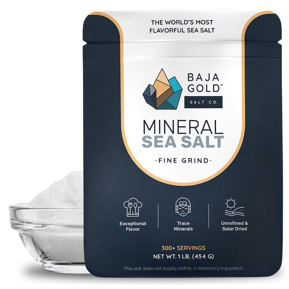 Baja Gold Mineral Sea Salt ? Fine Grind ? Unrefined, Mineral-Rich & Low in Sodium ? 100% Natural, No Additives ? Perfect for Seasoning, Cooking &