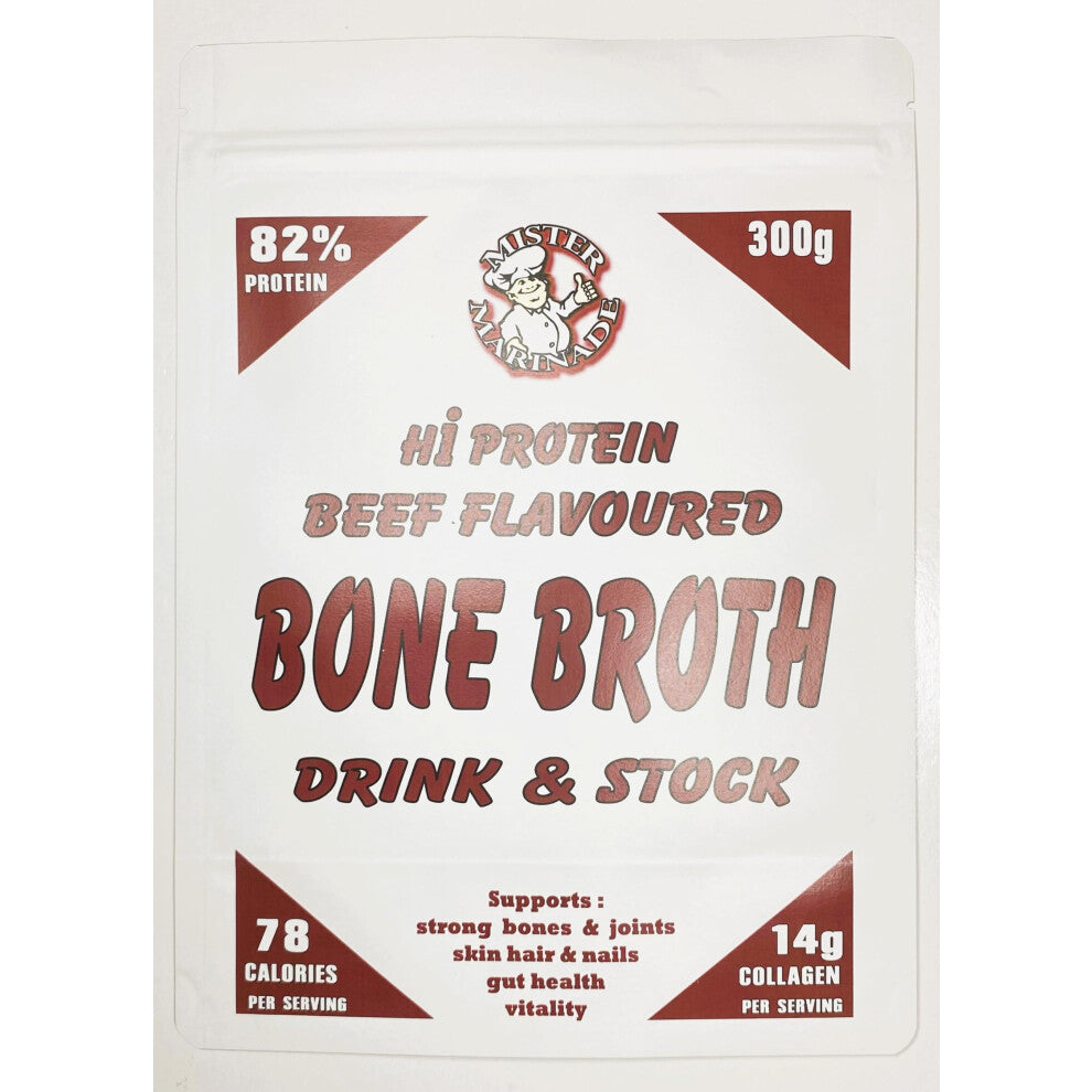 Bone Broth Beefy Drink and Stock 300g, 100% Natural Collagen & Protein Bone Broth from Sweden. Nutrition for Healthy Joints, Skin, Hair & Nails