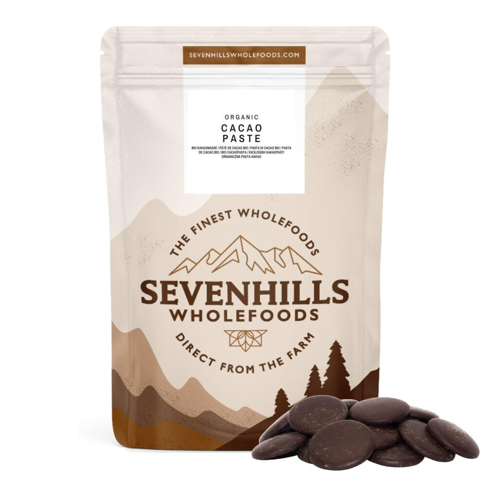 Sevenhills Wholefoods Organic Cacao Paste (Liquor, Mass) Wafers-Discs 500g for Hot Chocolate & Baking, Unsweetened, Buttons, Drops