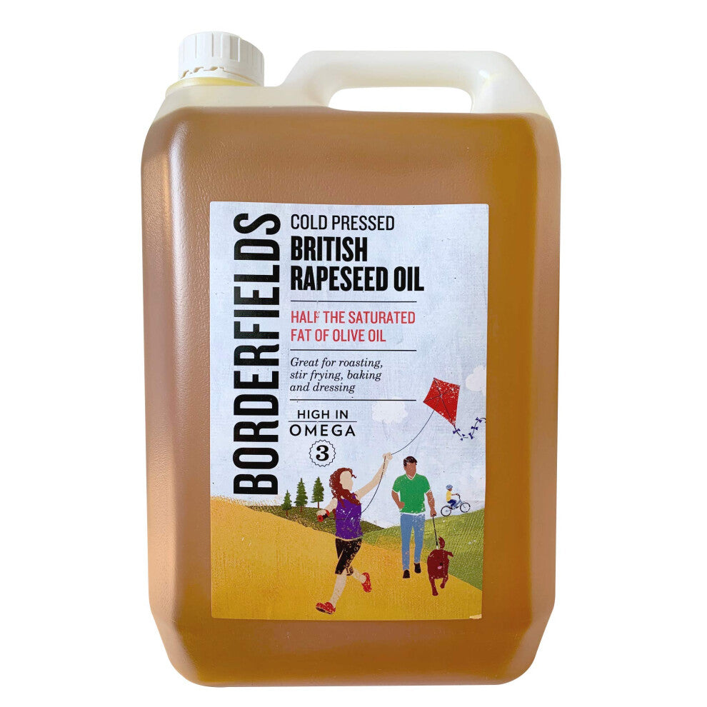 Borderfields Natural Cold Pressed British Rapeseed Oil High in Omega 3. Use for Roasting Frying Baking drizzling and dressing Gluten free and vegan