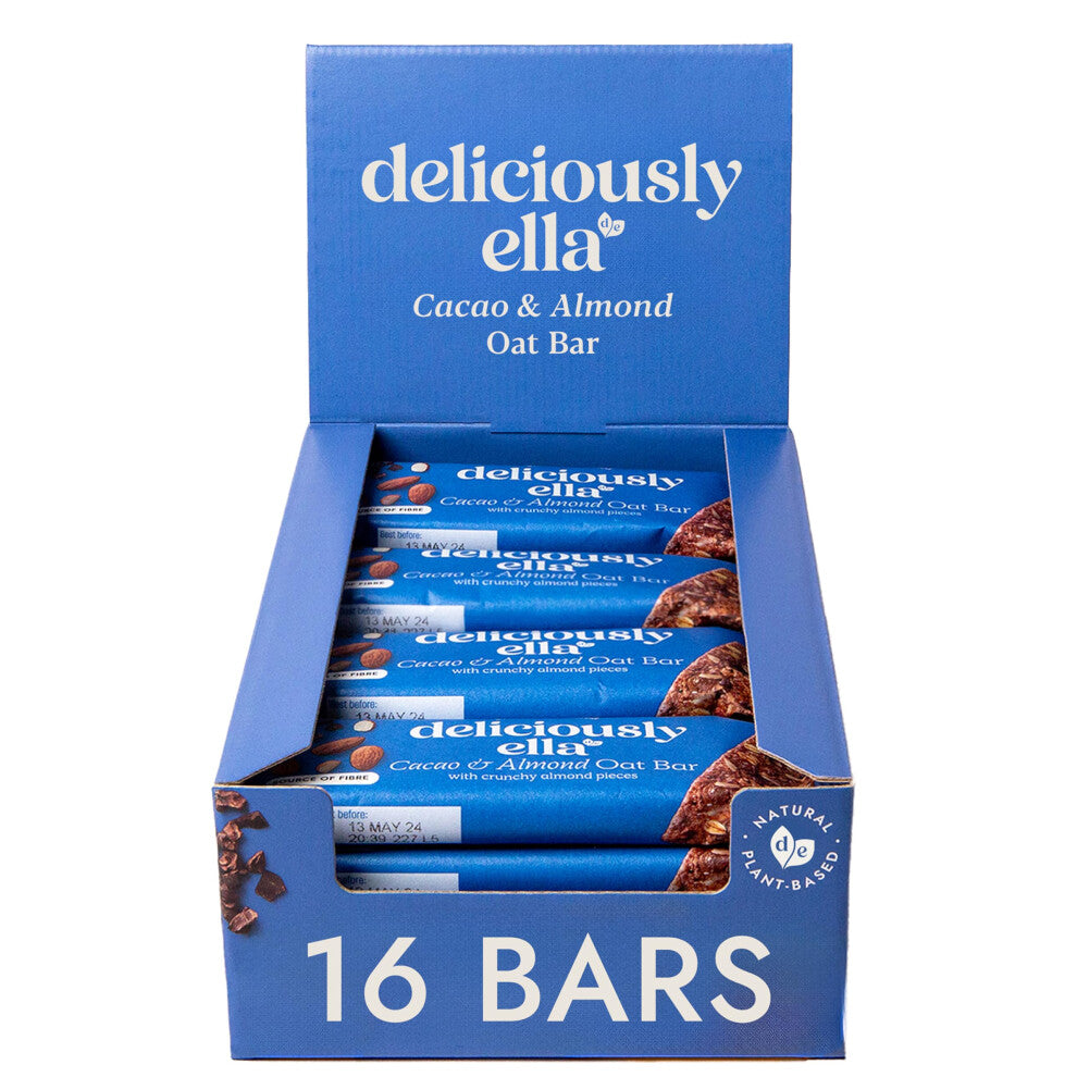 Deliciously Ella - Cacao & Almond Oat Bar, Gluten-Free, Vegan Friendly, Healthy Snack, 50g (16 bars)