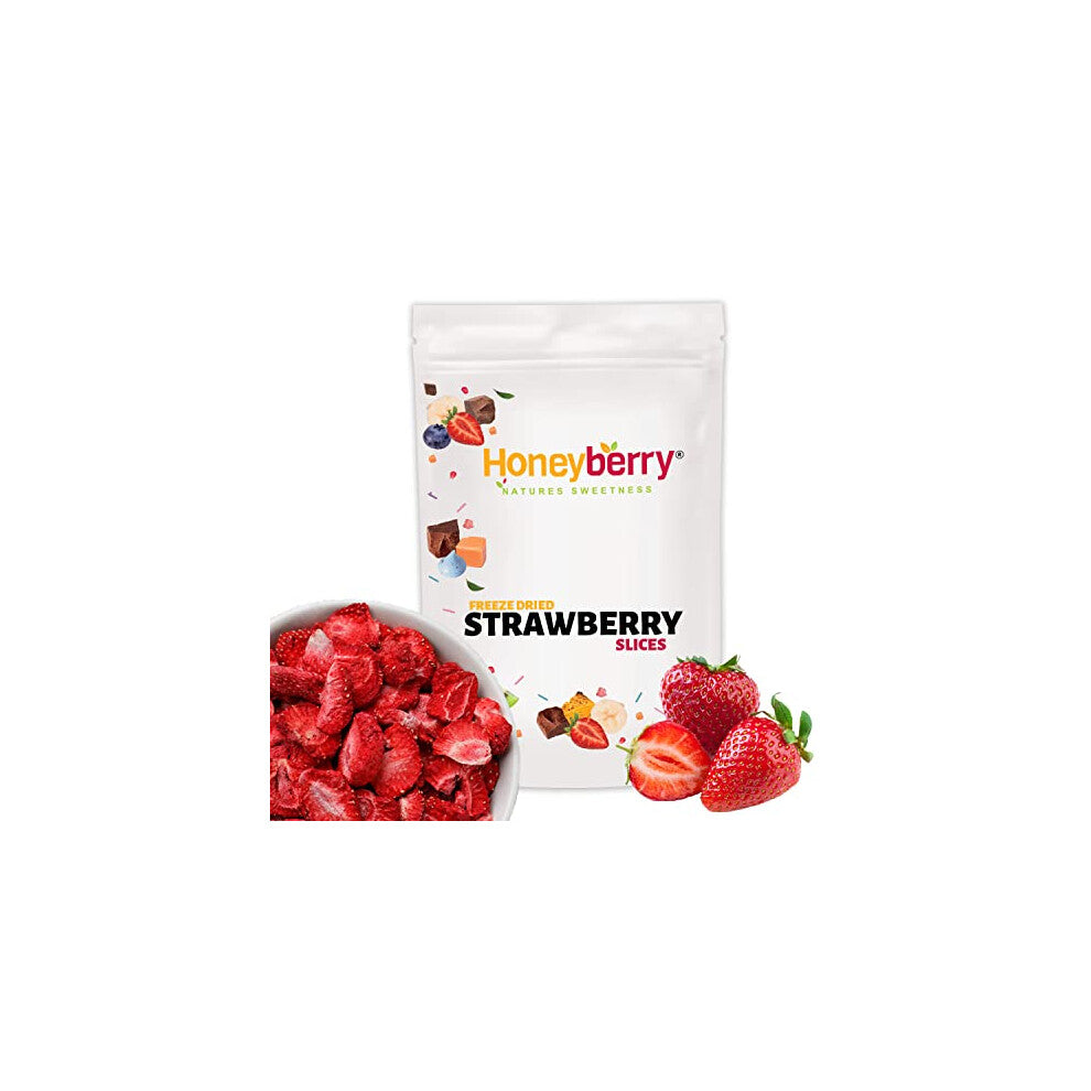 Freeze Dried Strawberry Slices 200g - 100% Natural Healthy Dry Strawberry - Perfect for Snacking, as Cake Decorations and Cocktail Garnish -