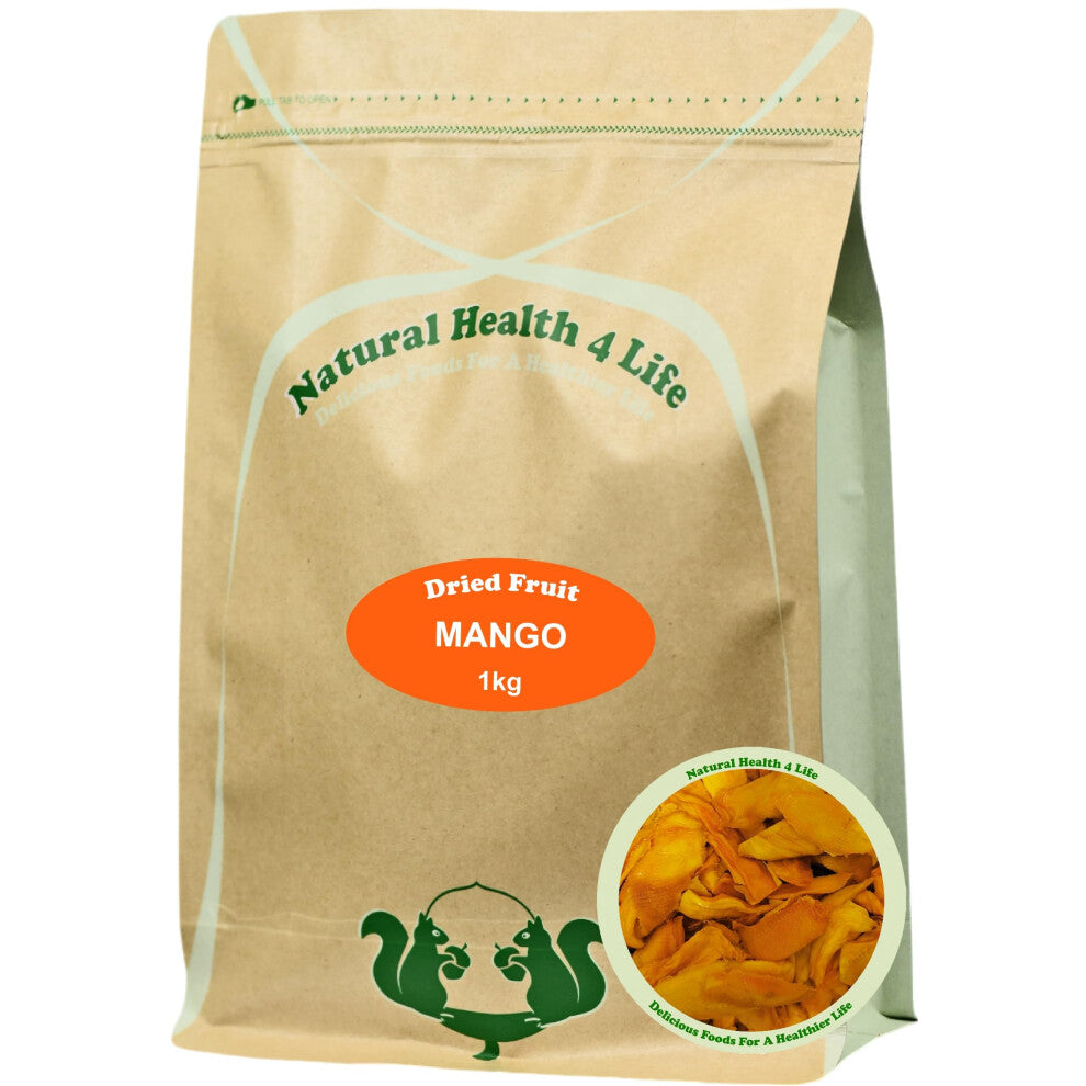 Natural Health 4 Life Dried Mango Slices, Large 6 to 9 cm 1 kg (1 pouch) Produce of Burkina Faso