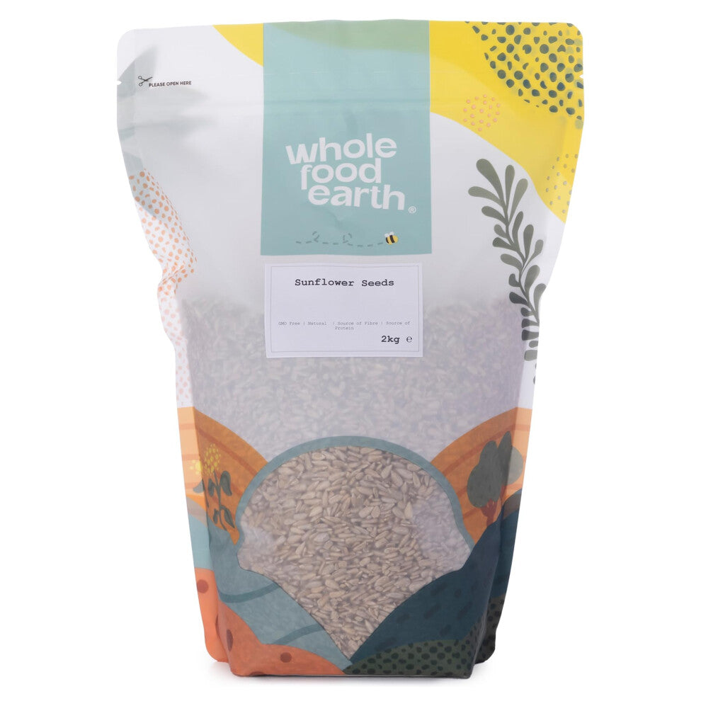 Wholefood Earth Sunflower Seeds 2 kg | GMO Free | Natural | Source of Fibre | Source of Protein