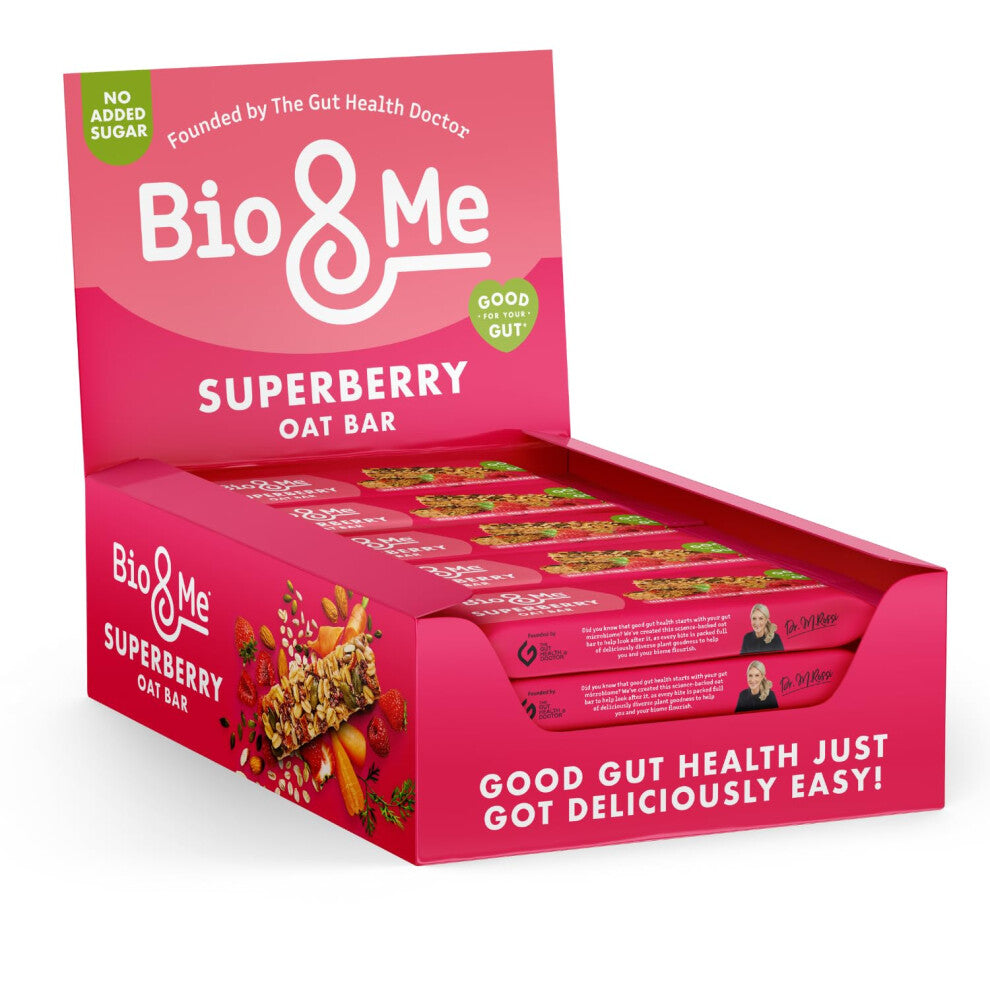 Bio & Me: Super Berry Gut-Loving Oat Bars (18 x 38g) - On-The-Go Snack-Good Gut Health